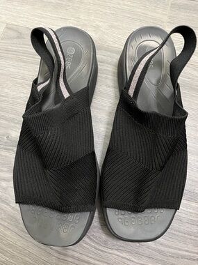 Bzees Black Stretch Knit Slingback Sandals